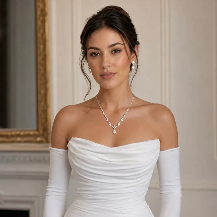 Wedding Jewelry - Cubic Zirconia Bridal Jewelry Set - Available Silver and Rose Gold