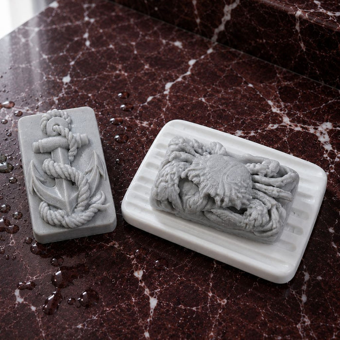 Cold Stone Creek gray crab and anchor luxury guest soap set with activated charcoal and coastal scent by Southern Luxe Savon
