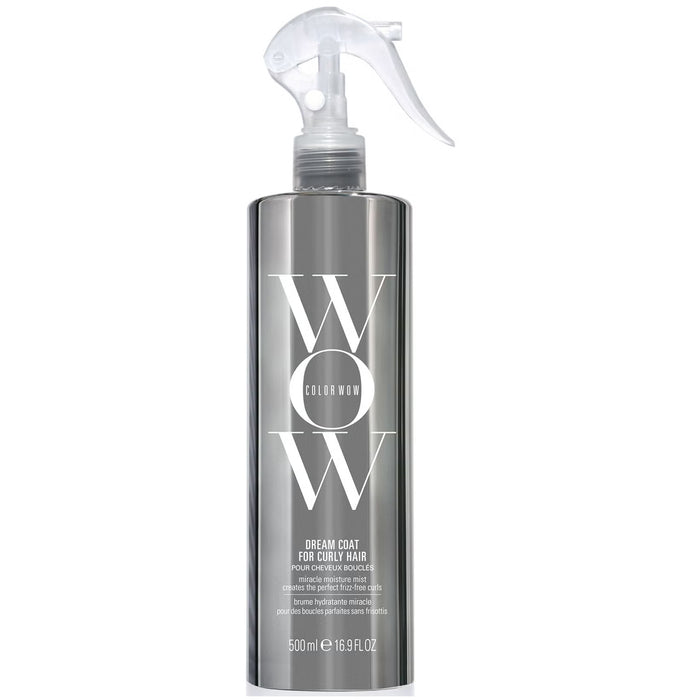 Color Wow Supersize Dream Coat for Curly Hair 500ml styling product bottle with curly hair pattern in the background