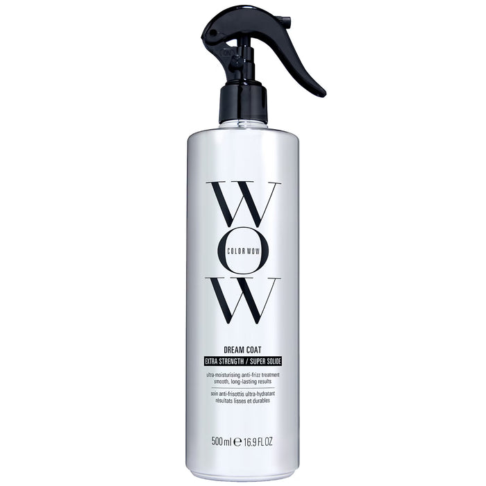 Color Wow Supersize Extra Strength Dream Coat 500ml hair styling product bottle with sleek packaging and clear branding.