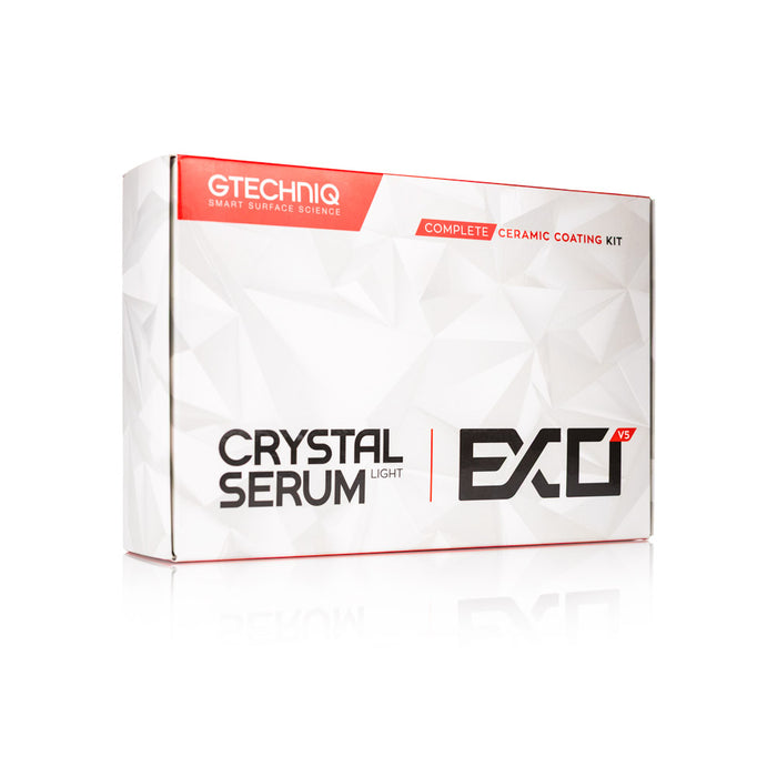 Gtechniq Crystal Serum Light and EXO ceramic coating kit on a white background