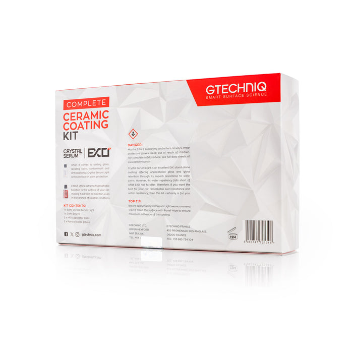 Gtechniq Complete Ceramic Coating Kit 30ml packaging back on a white background.