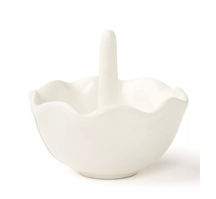 Cotton Colors Signature White Ruffle Ring Dish