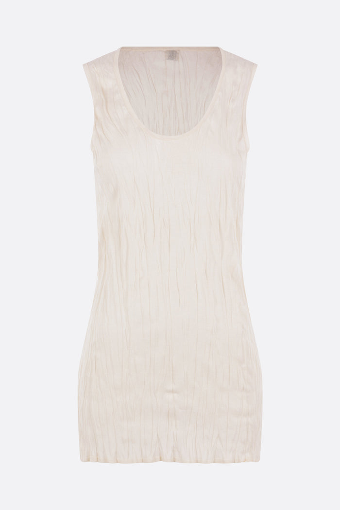 crinkled knit tank top
