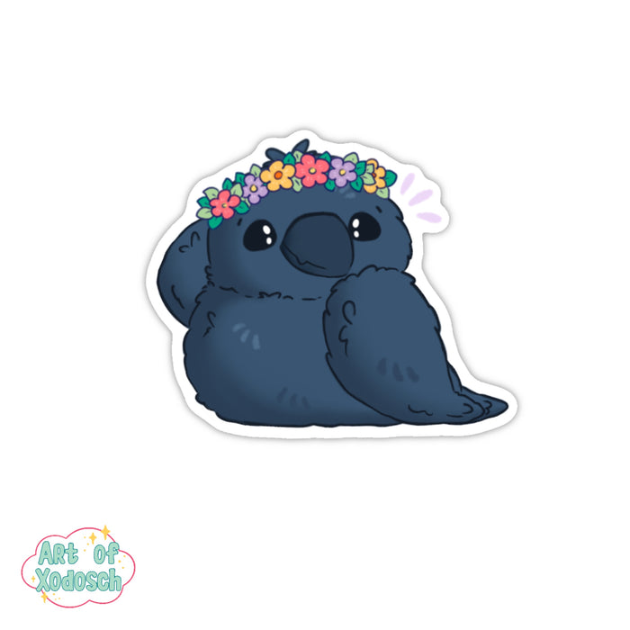 crow flowercrown sticker
