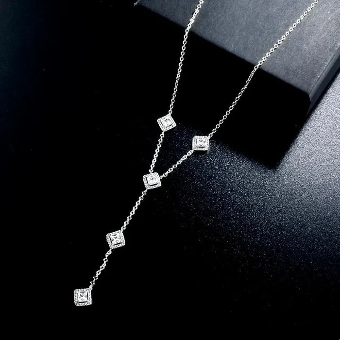 Wedding Jewelry - Lariat Style CZ Bridal Necklace