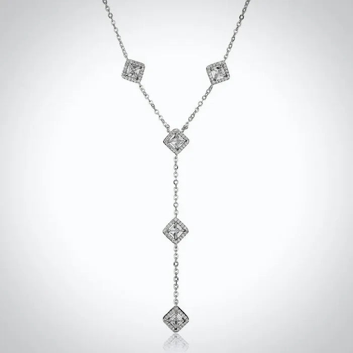Wedding Jewelry - Lariat Style CZ Bridal Necklace