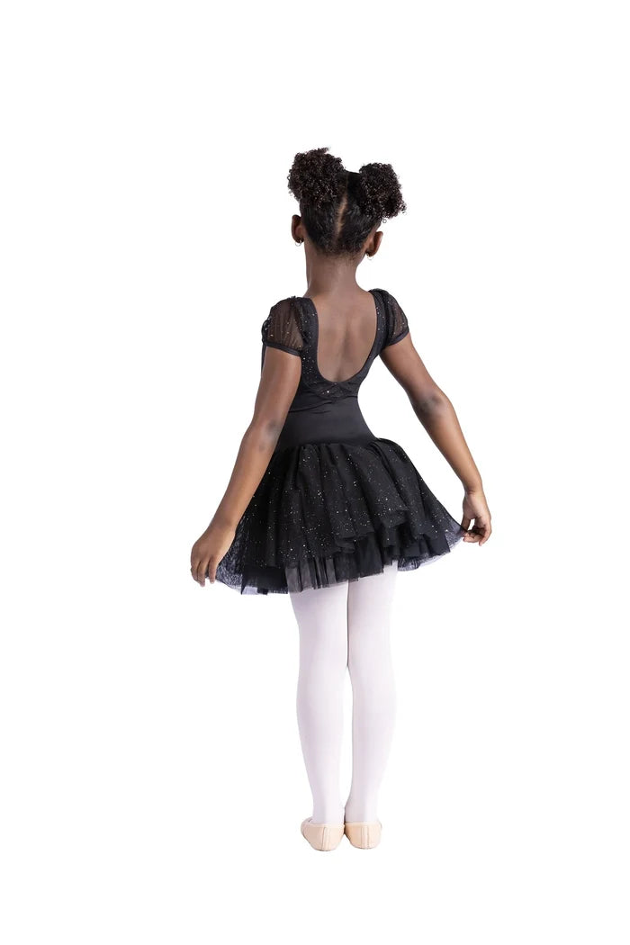 DanzNMotion Celestine Puff Sleeve Glitter Dress