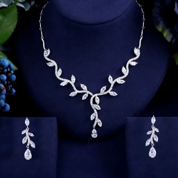 Wedding Jewelry - Silver Cubic Zirconia Bridal Jewelry Set