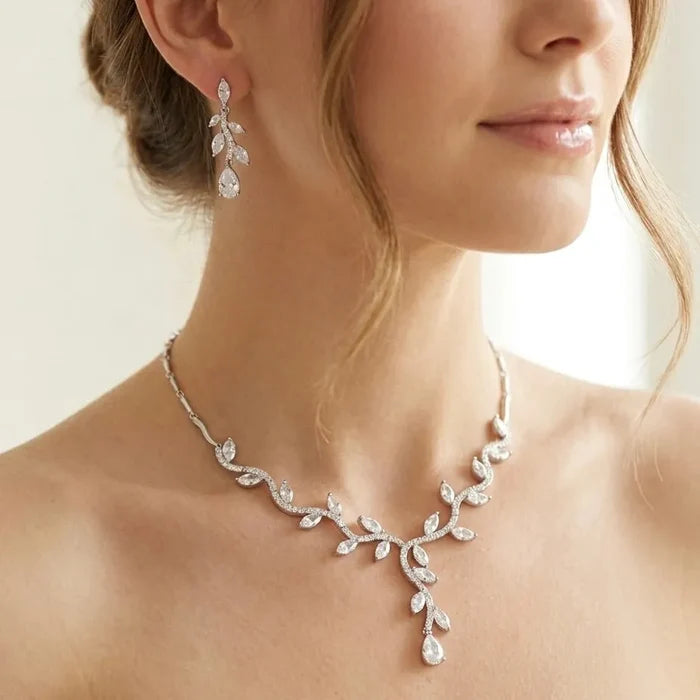 Wedding Jewelry - Silver Cubic Zirconia Bridal Jewelry Set
