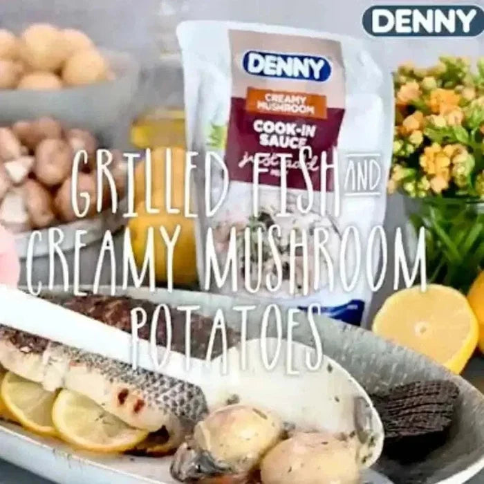 Denny Cook-in Sauce Creamy Mushroom 415g jar with mushrooms and creamy texture for cooking