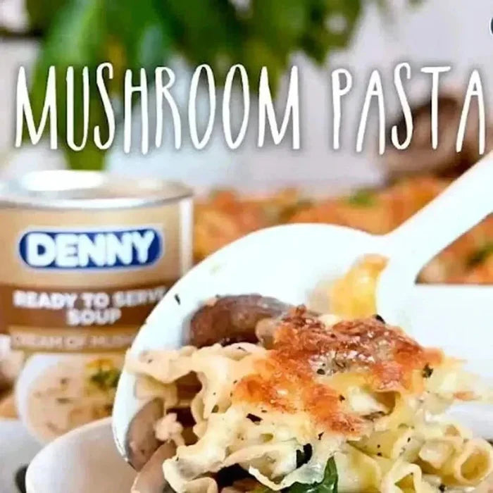 Denny Cook-in Sauce Creamy Mushroom 415g jar with mushrooms and creamy sauce label