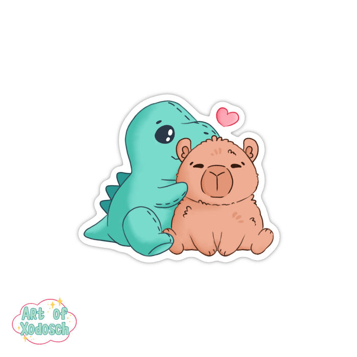 dino and capybara sticker