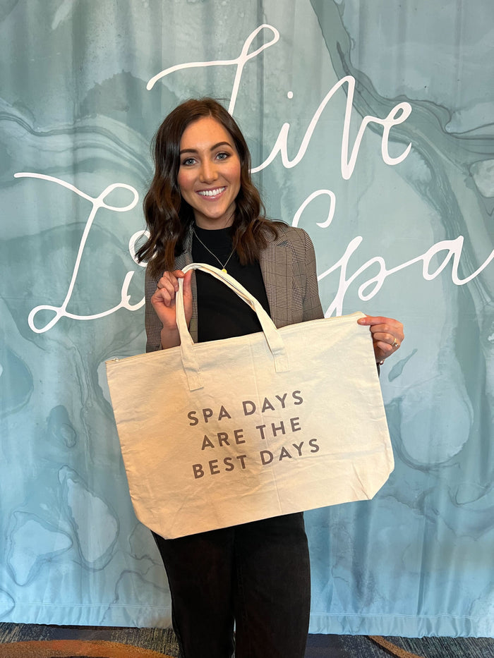 DISCONTINUED - Spa Days Are The Best Days Tote Bag w/ Zipper Top | Lucky Owl
