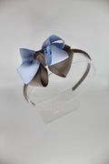 Double Loop School Headband - Bluebell and Metal Grey