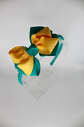 Double Loop School Headband - Jade Green and Yellow Gold