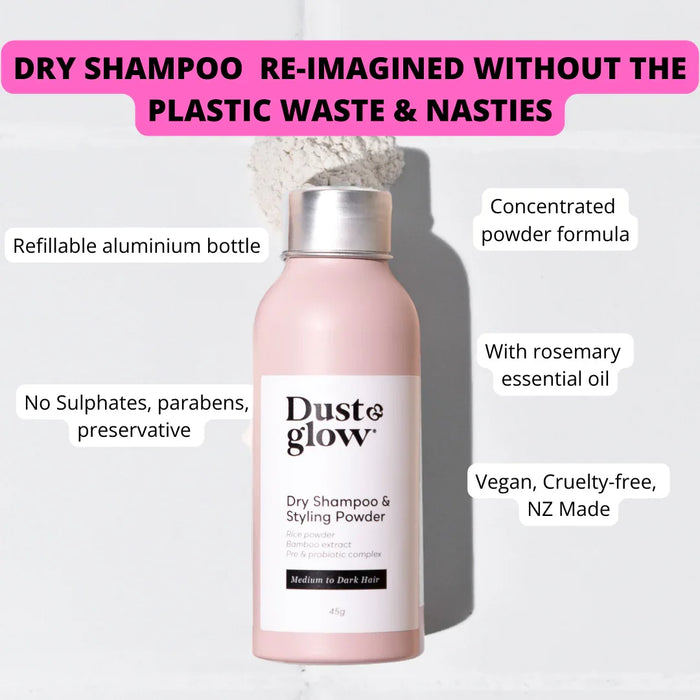 Dry Shampoo & Styling powder - Dark hair - Dust & Glow