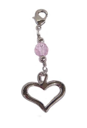 Silver Heart Charm front detail view