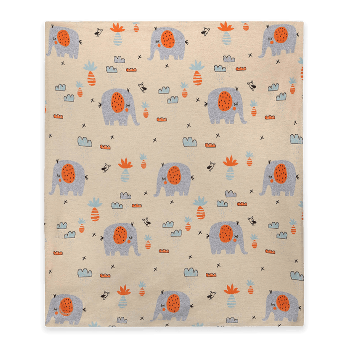 Elephant Safari - Cozy Sherpa Jacquard Sweater Knit Baby Blanket (Organic Cotton)