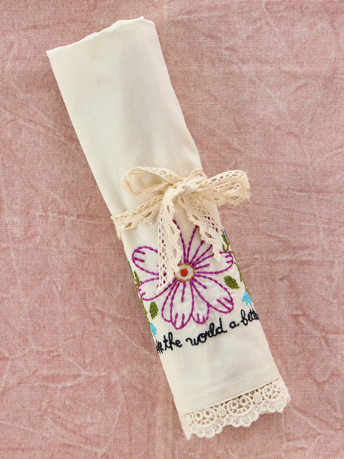Embroidered Cotton Giving Pillowcase - You Make The World Better-view 4