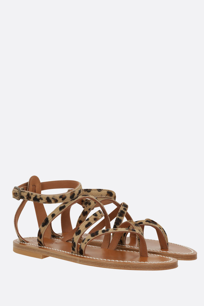 Epicure thong sandal in leopard haircalf