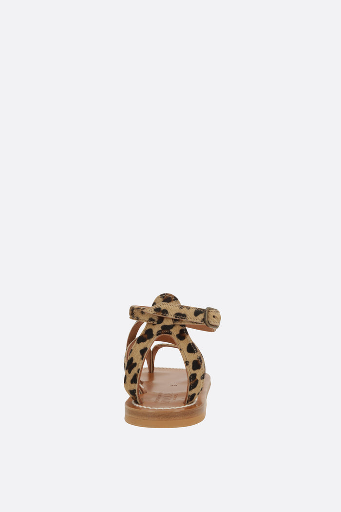 Epicure thong sandal in leopard haircalf