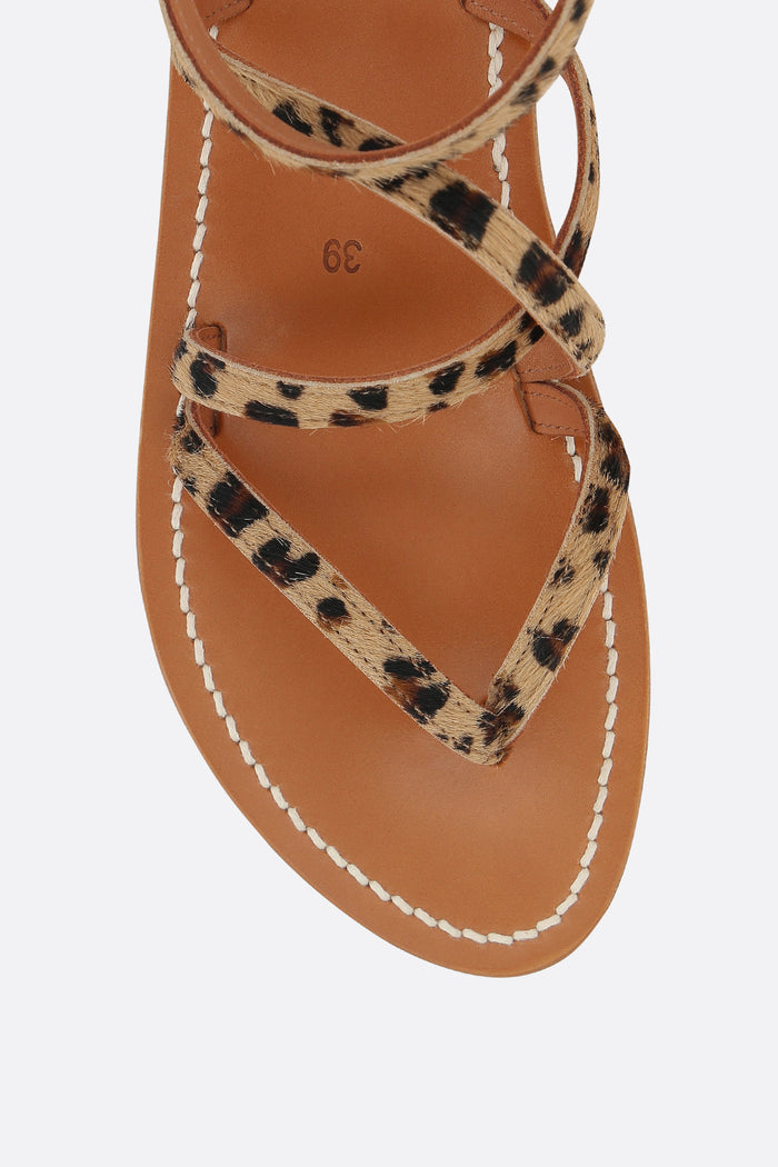 Epicure thong sandal in leopard haircalf