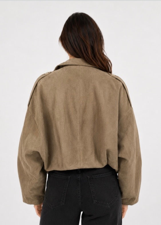 Faux Suede Jacket - Camel