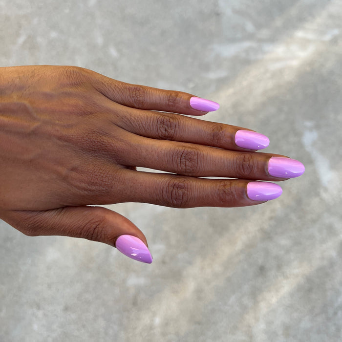 Fierce & Loving - Press-On | Medium | Oval hand displaying fresh lilac medium oval false nails for at home manicure