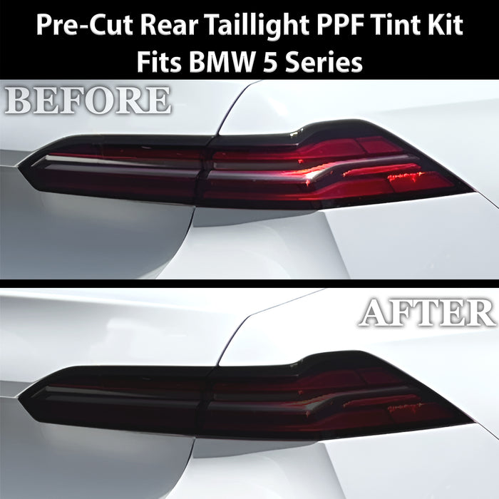 Fits BMW 5 Series 2024-2027 Full Headlight Taillight Precut Smoked PPF Tint Kit Film Overlay  - Bogar Tech Designs