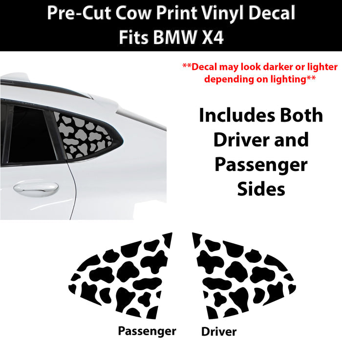 Fits BMW X4 2019-2026 Animal Leopard Cheetah Cow Window Vinyl Decal Stickers