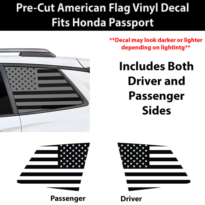 Fits Honda Passport 2019-2025 Quarter Window American Flag Vinyl Decal Stickers - Bogar Tech Designs
