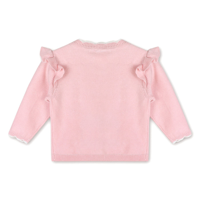 Floral Bouquet Embroidered Pointelle Knit Baby Cardigan (Organic Cotton)