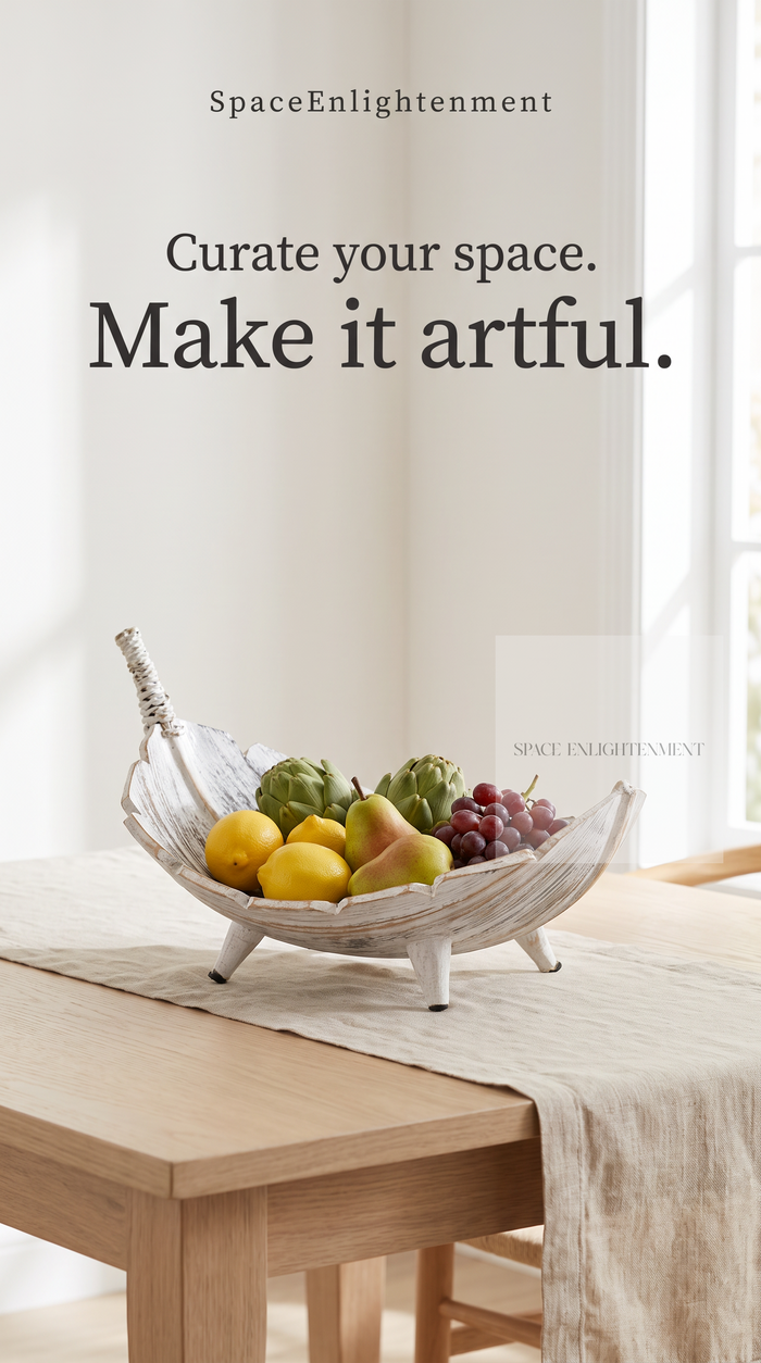 Fruit Bowl Coconut Leaf Whitewash Natural Texture - Large