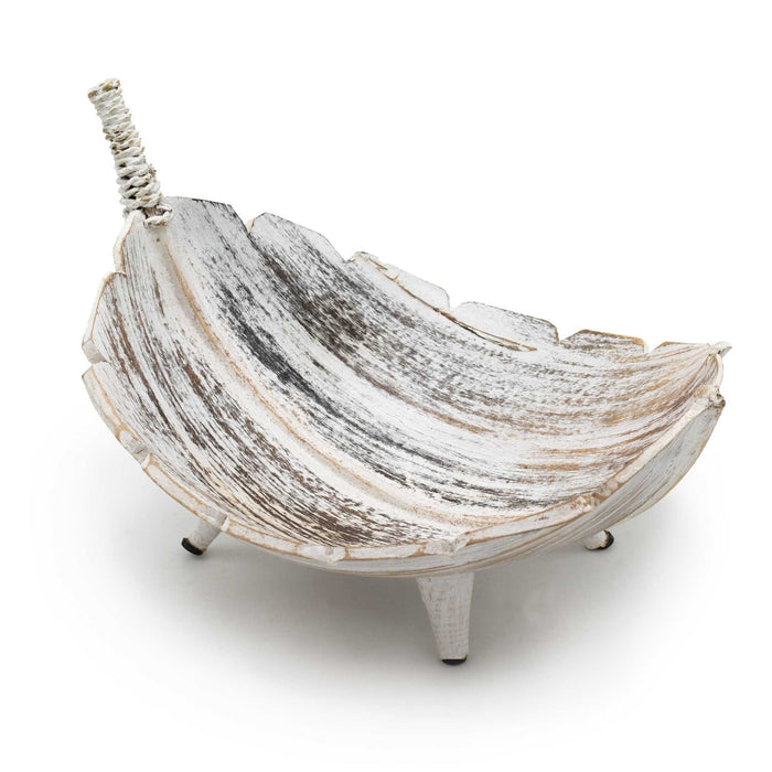 Fruit Bowl Coconut Leaf Whitewash Natural Texture - Large