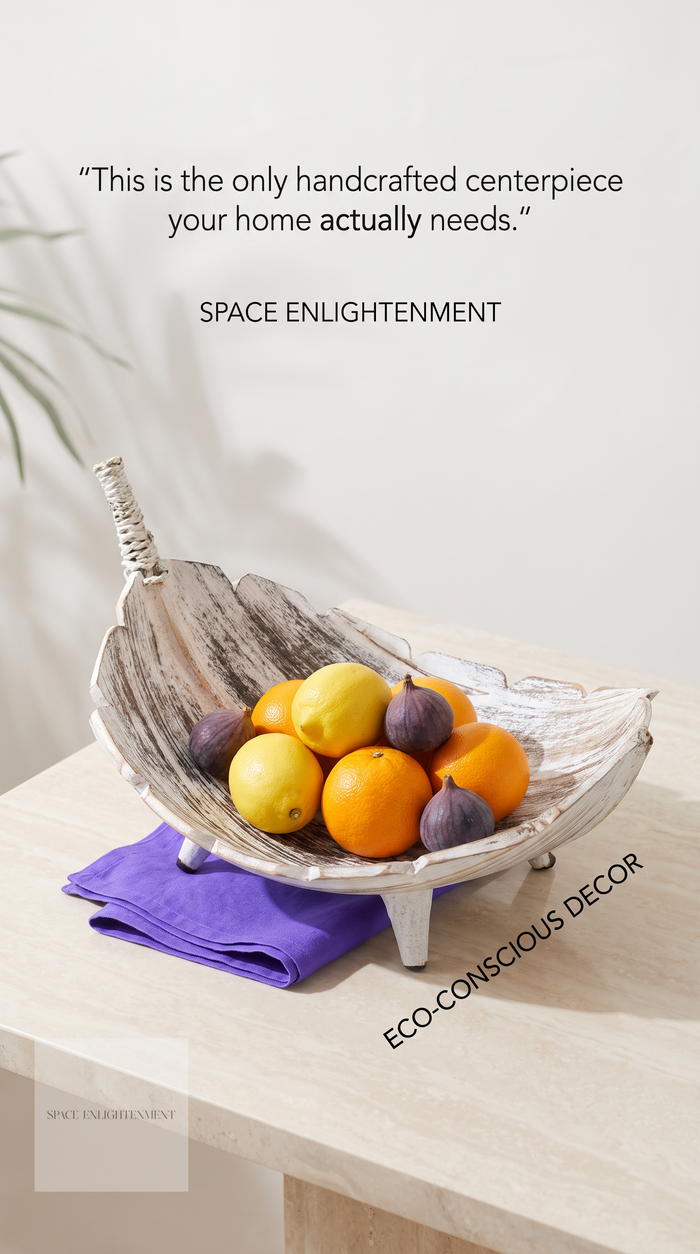 Fruit Bowl Coconut Leaf Whitewash Natural Texture - Large