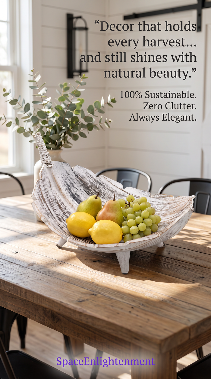 Fruit Bowl Coconut Leaf Whitewash Natural Texture - Large