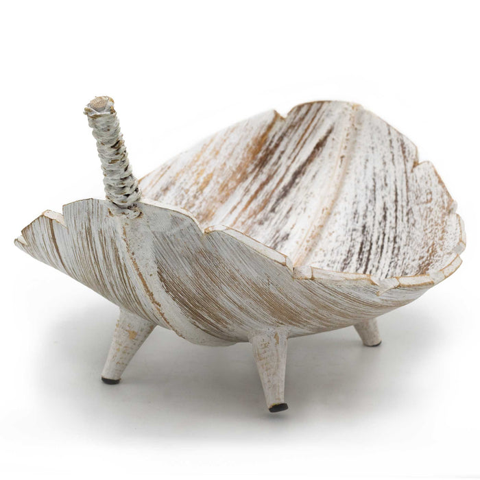 Fruit Bowl Coconut Leaf Whitewash Natural Texture - Large