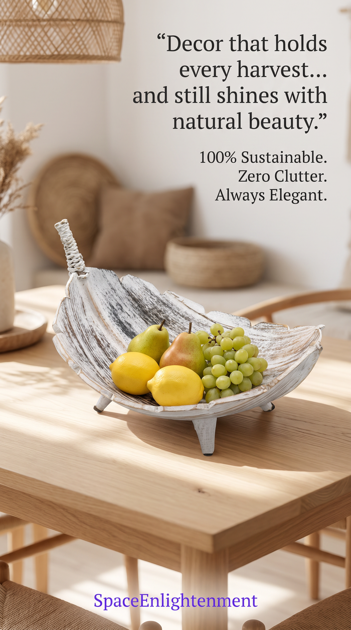 Fruit Bowl Coconut Leaf Whitewash Natural Texture - Large