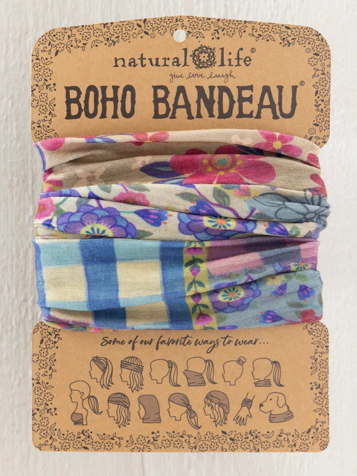 Full Boho Bandeau® Headband - Gingham Floral Patchwork-view 1