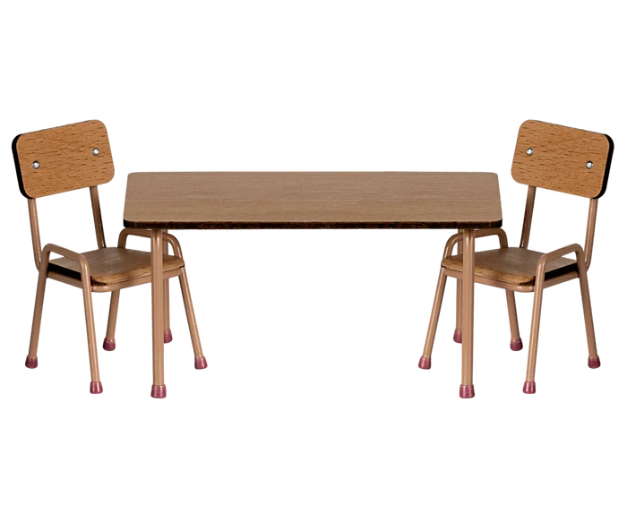 Maileg - Furniture for Mouse - Table And Chair Set - Dark Powder