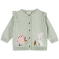 Furry Chick & Bunny Baby Knit Cardigan (Organic Cotton) - Front