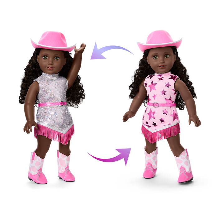 Glam Pink Cowgirl Outfit for 18-inch Dolls