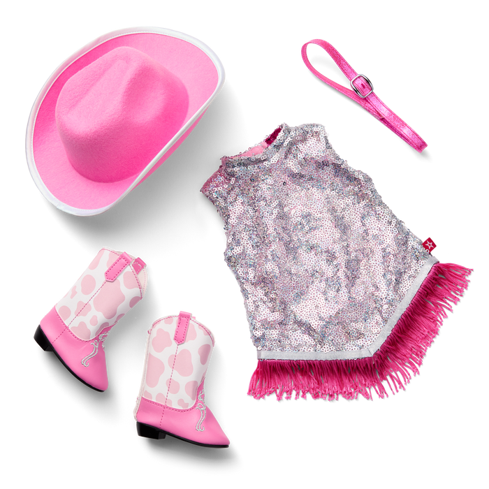 Glam Pink Cowgirl Outfit for 18-inch Dolls