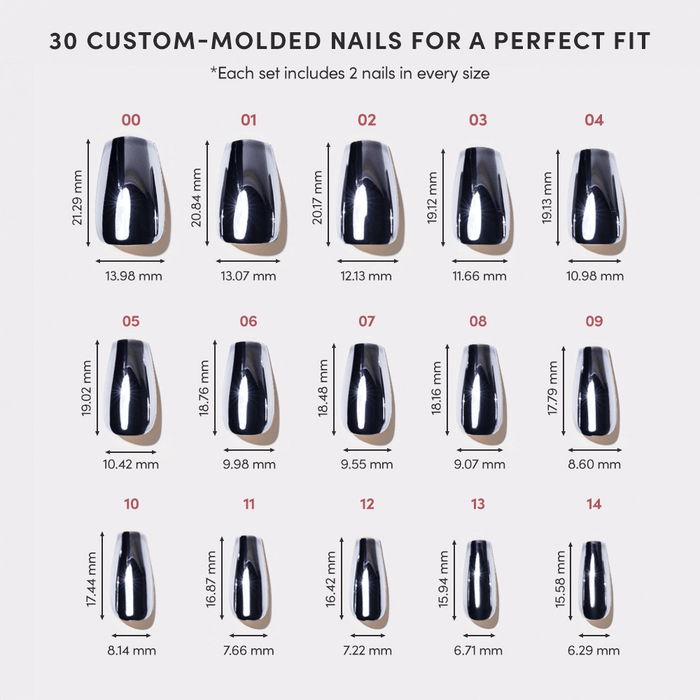 Glamnetic - Gunmetal Press-On Nails | Metallic Chrome Medium Nails