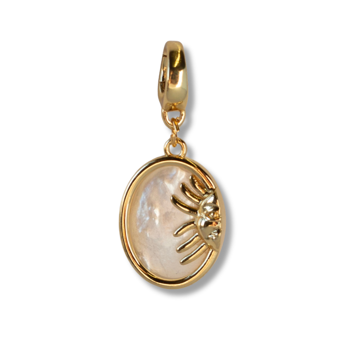 Gold Charm Sun Medallion Mother of Pearl