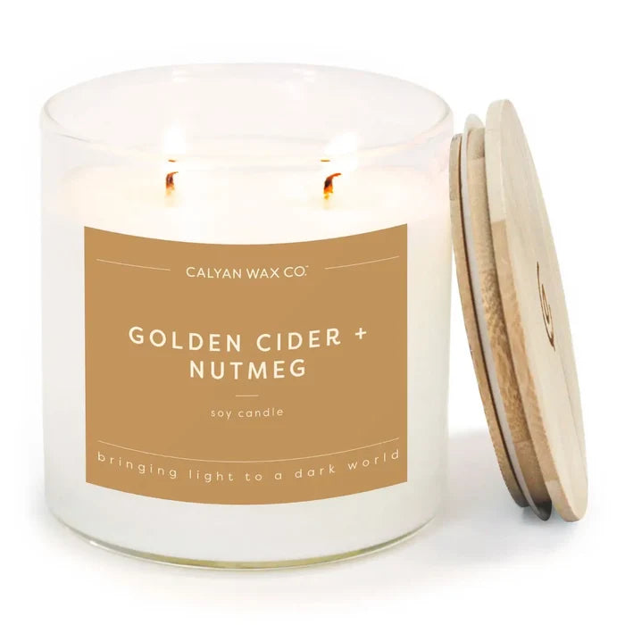 Golden Cider + Nutmeg - Clear Glass Tumbler Soy Candle