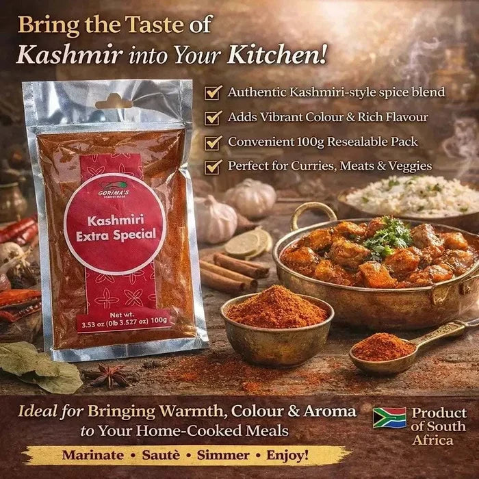 Gorima's Spice Kashmiri Extra Special 100g aromatic masala pack for rich curries and stews