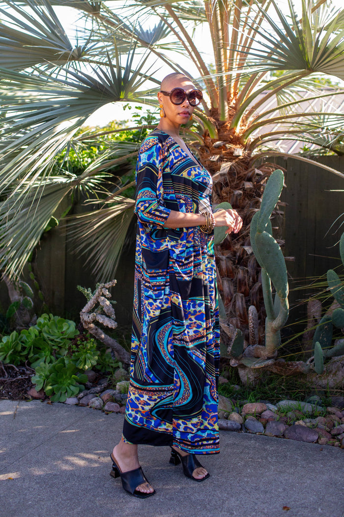 Gracie Caftan in Azure Heat