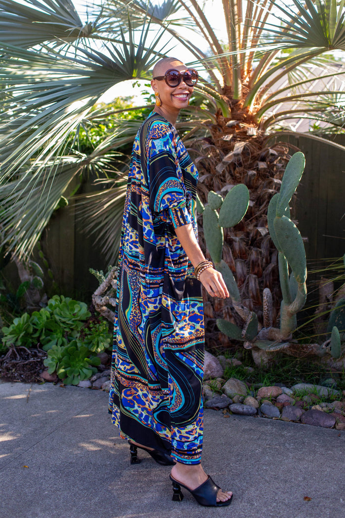 Gracie Caftan in Azure Heat